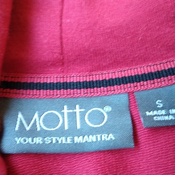 Motto Your Style Mantra-Full zip sweatshirt Jacket with hood RED size S - Picture 2 of 11